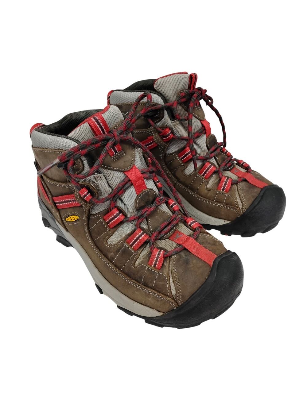 Keen Targhee II Waterproof Hiking Boots Size 7.5 Brown Leather Upper Red Straps